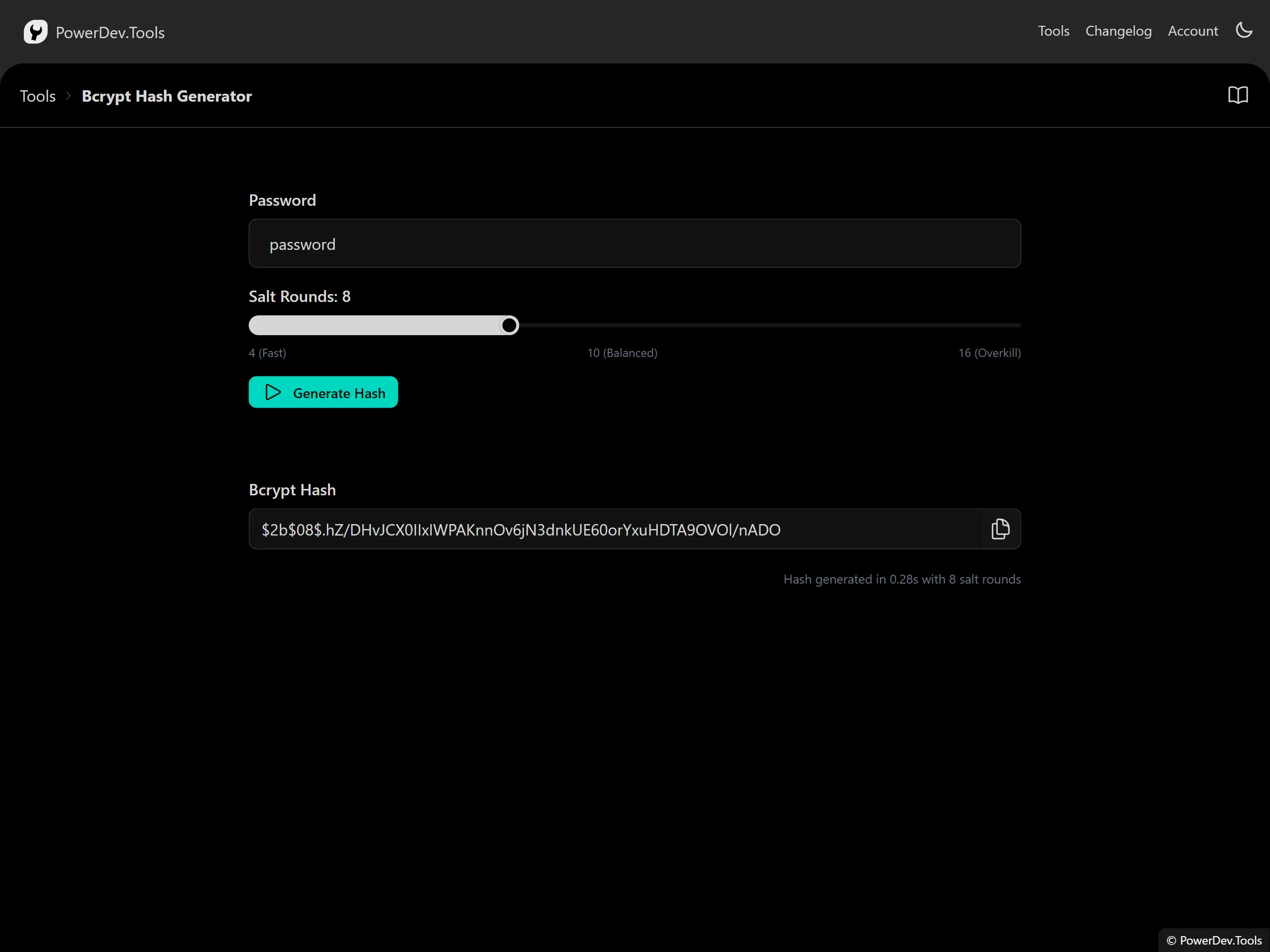 Bcrypt Hash Generator