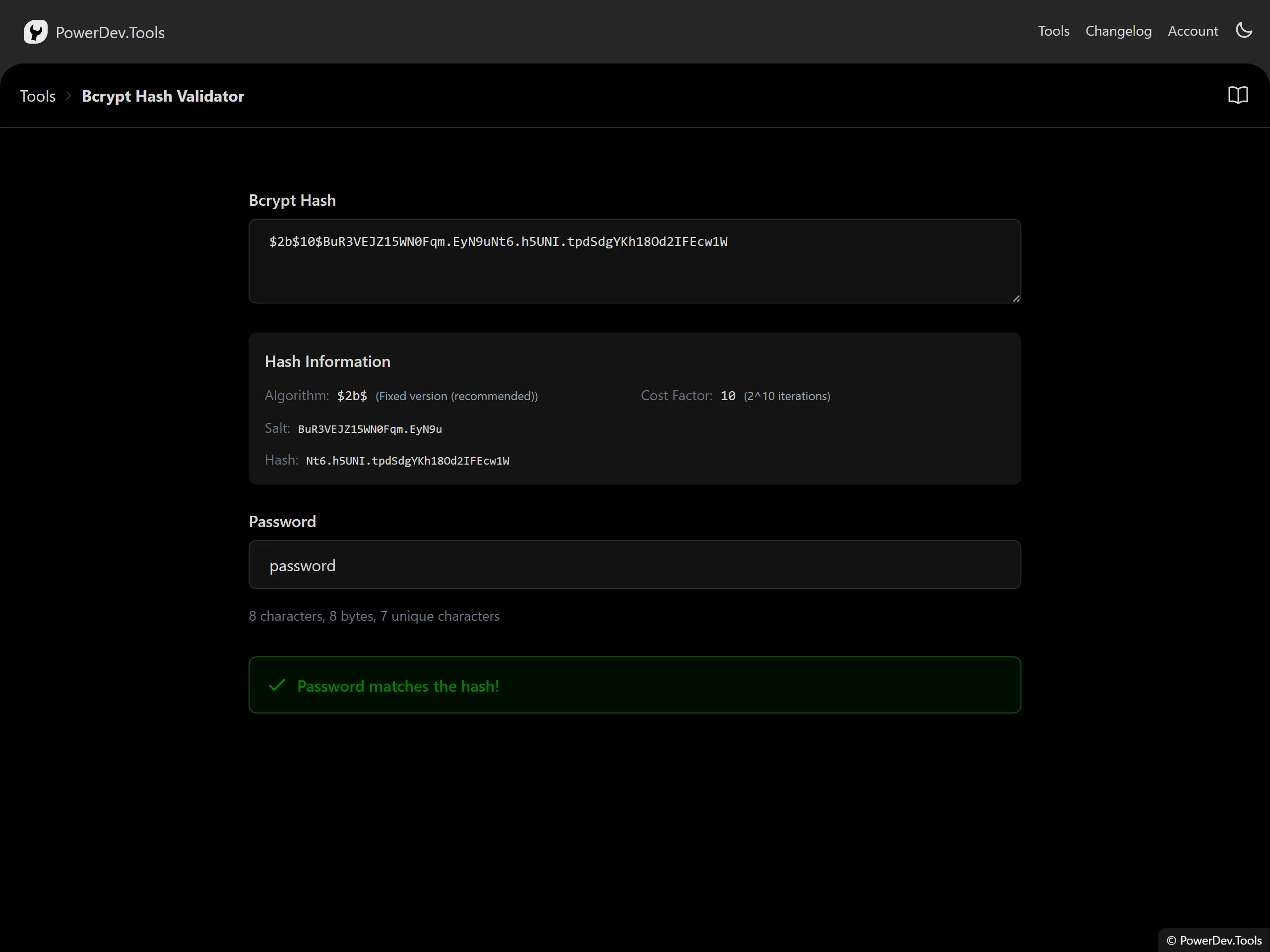 Bcrypt Hash Validator