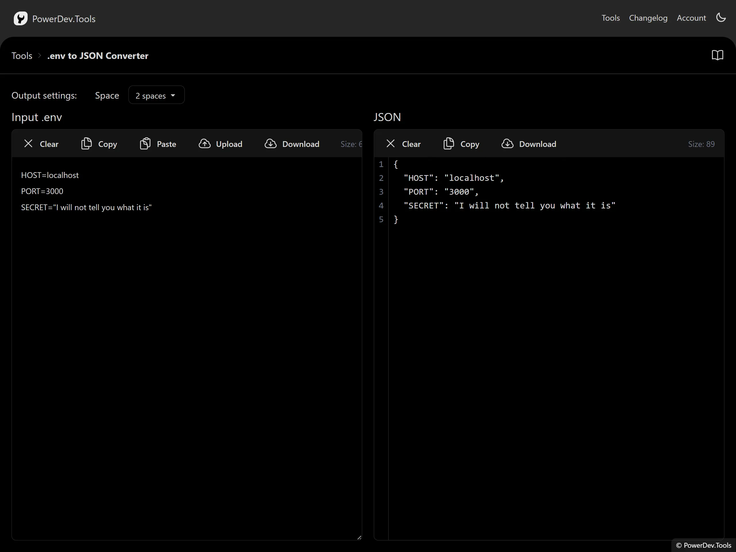 .env to JSON Converter