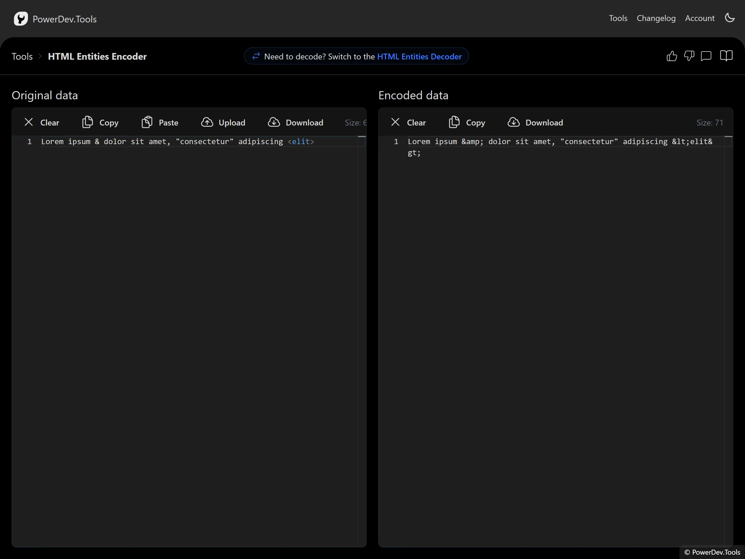 HTML Entities Encoder