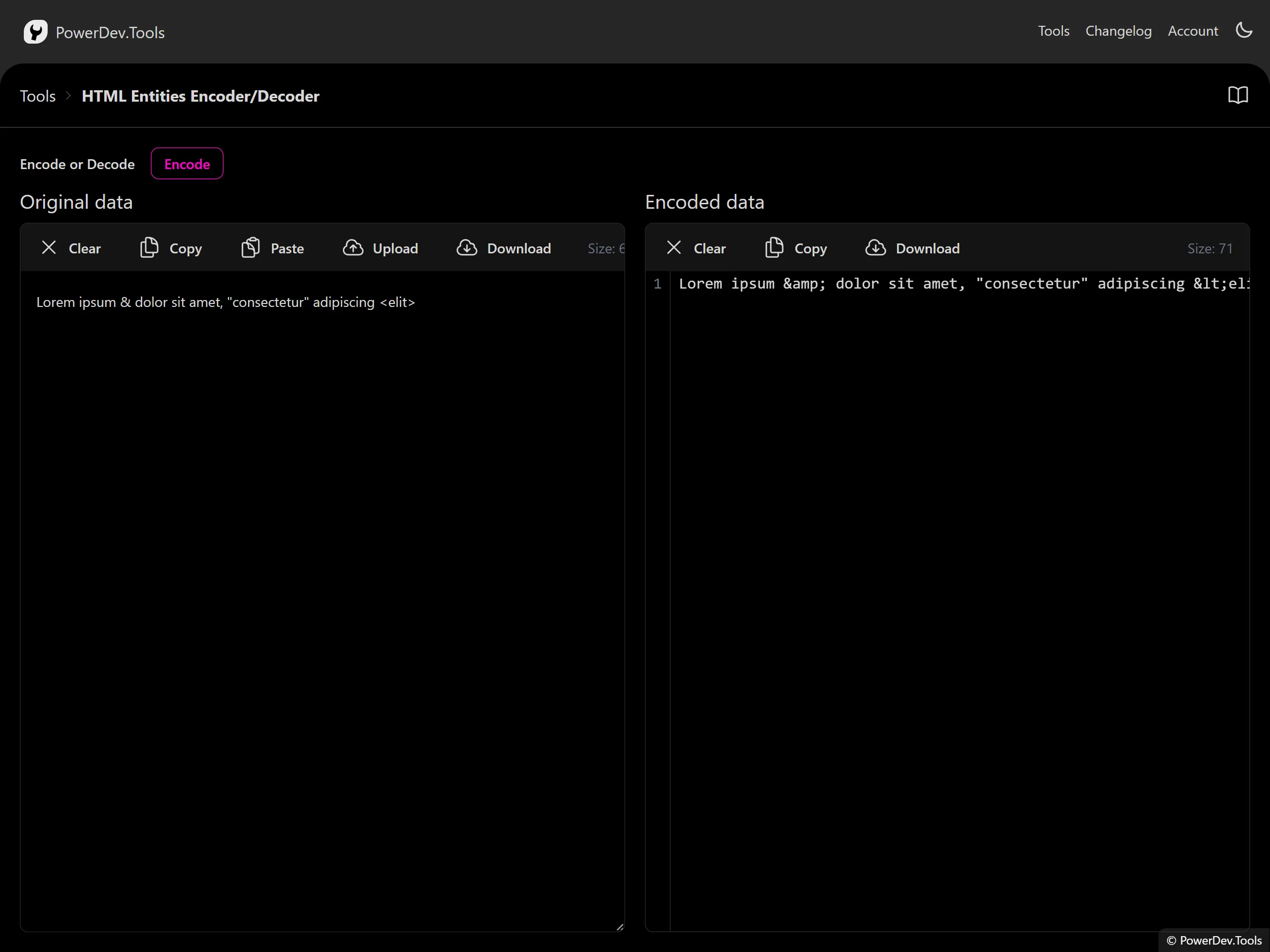 HTML Entities Encoder/Decoder