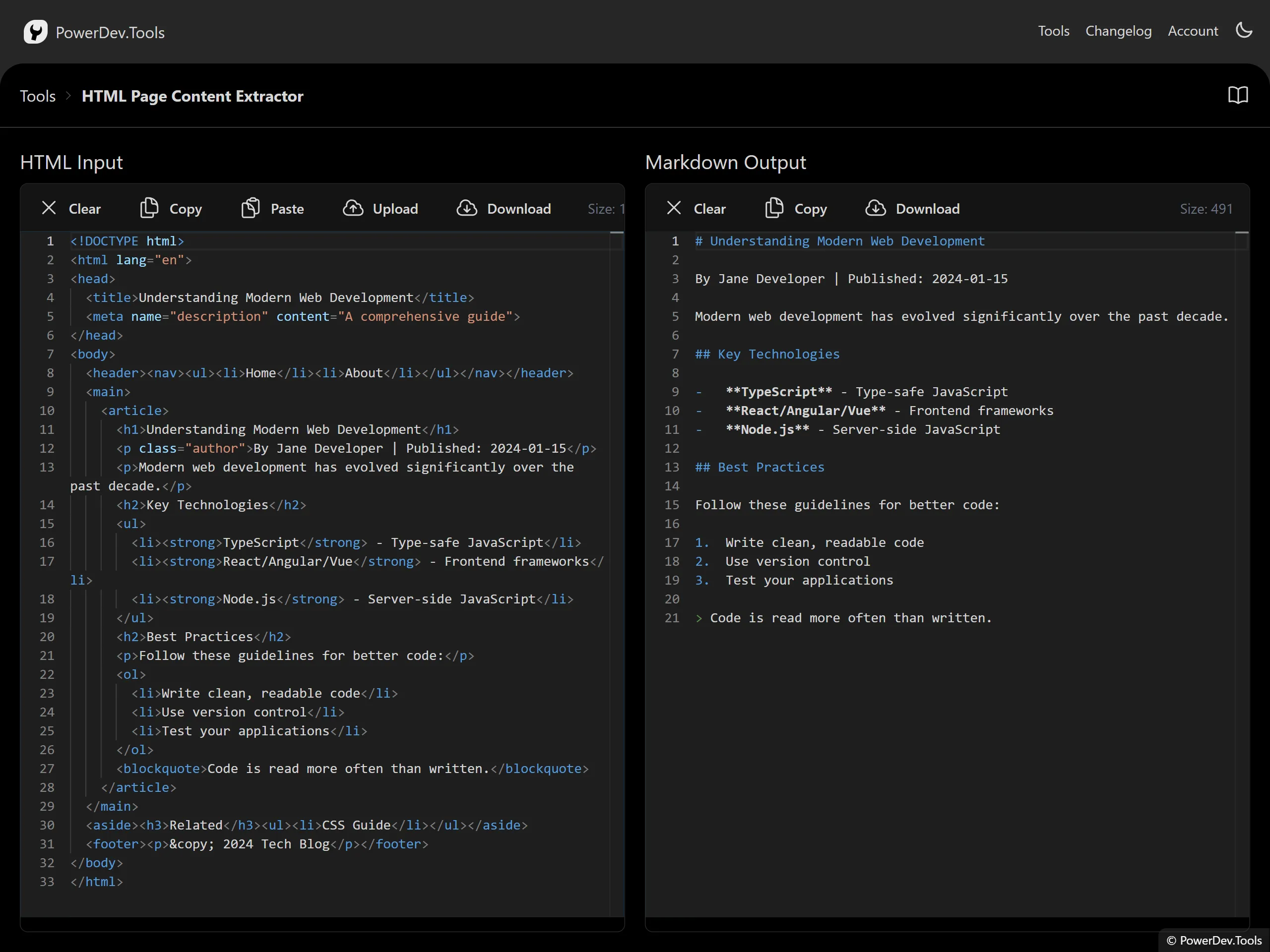 HTML Page Content Extractor