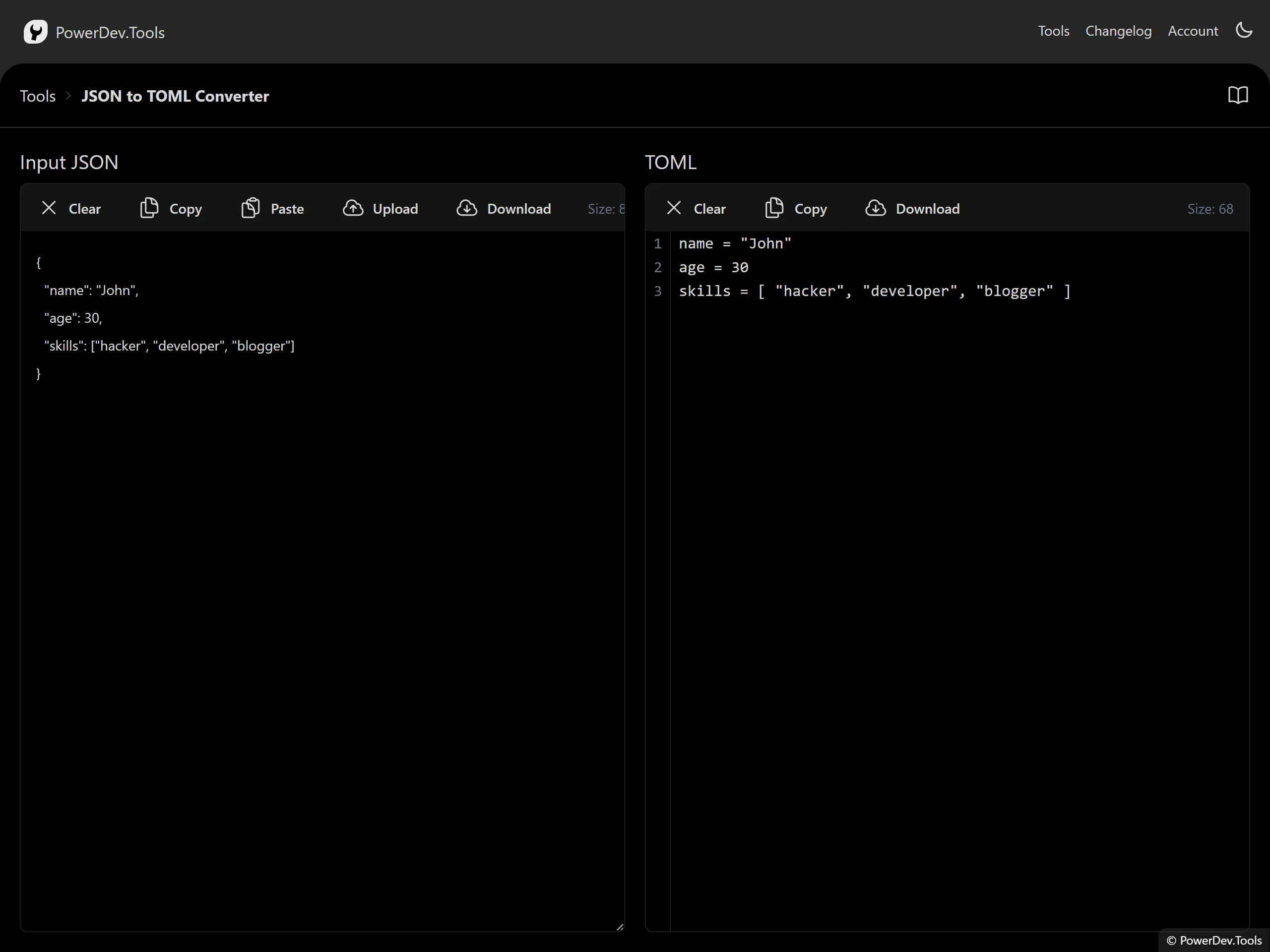 JSON to TOML Converter