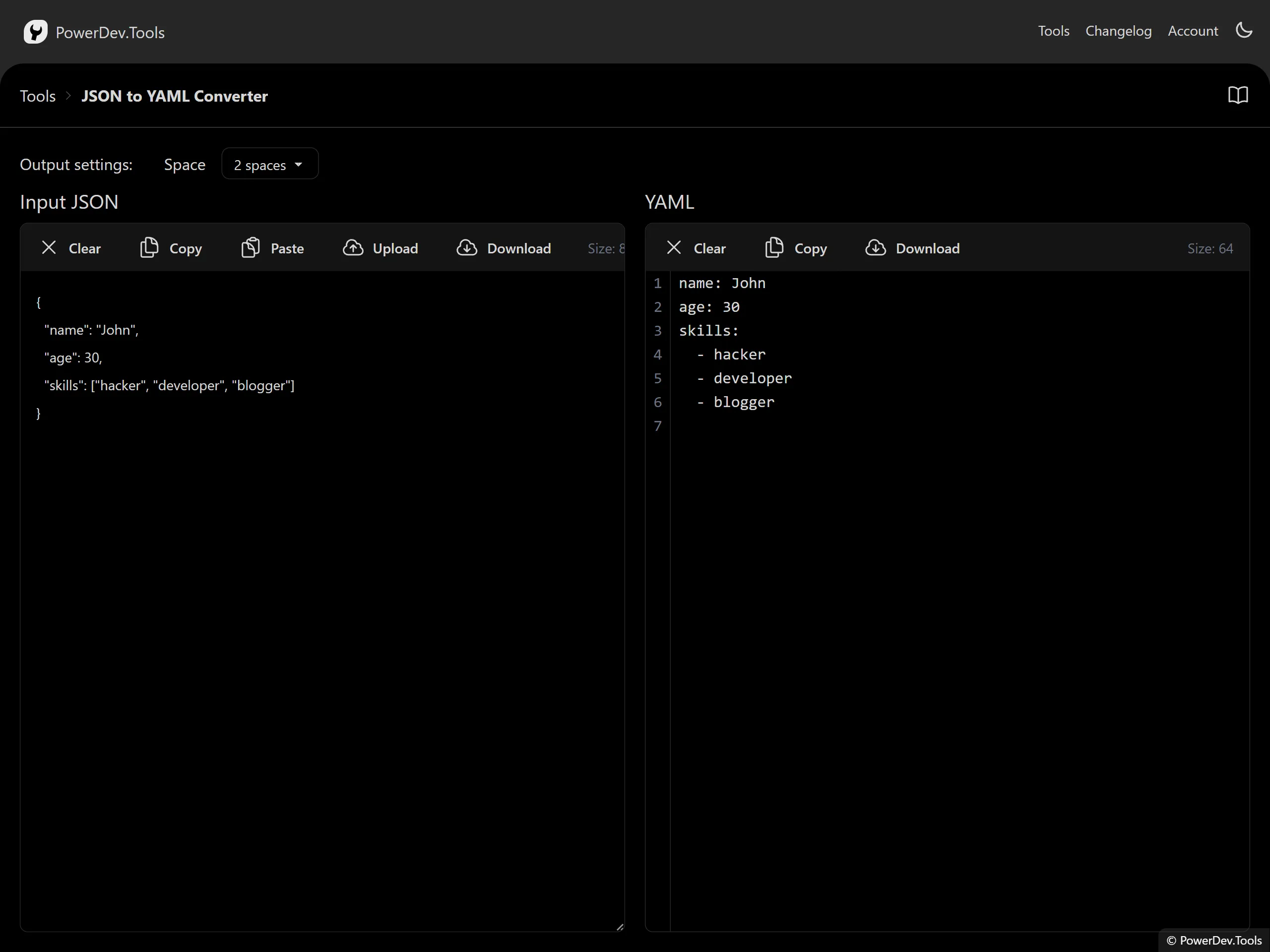 JSON to YAML Converter